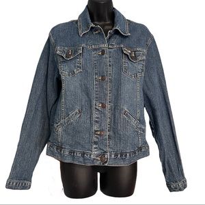 Levi Strauss Jean Denim Jacket ~ Women’s Medium ~ Blue Distressed
